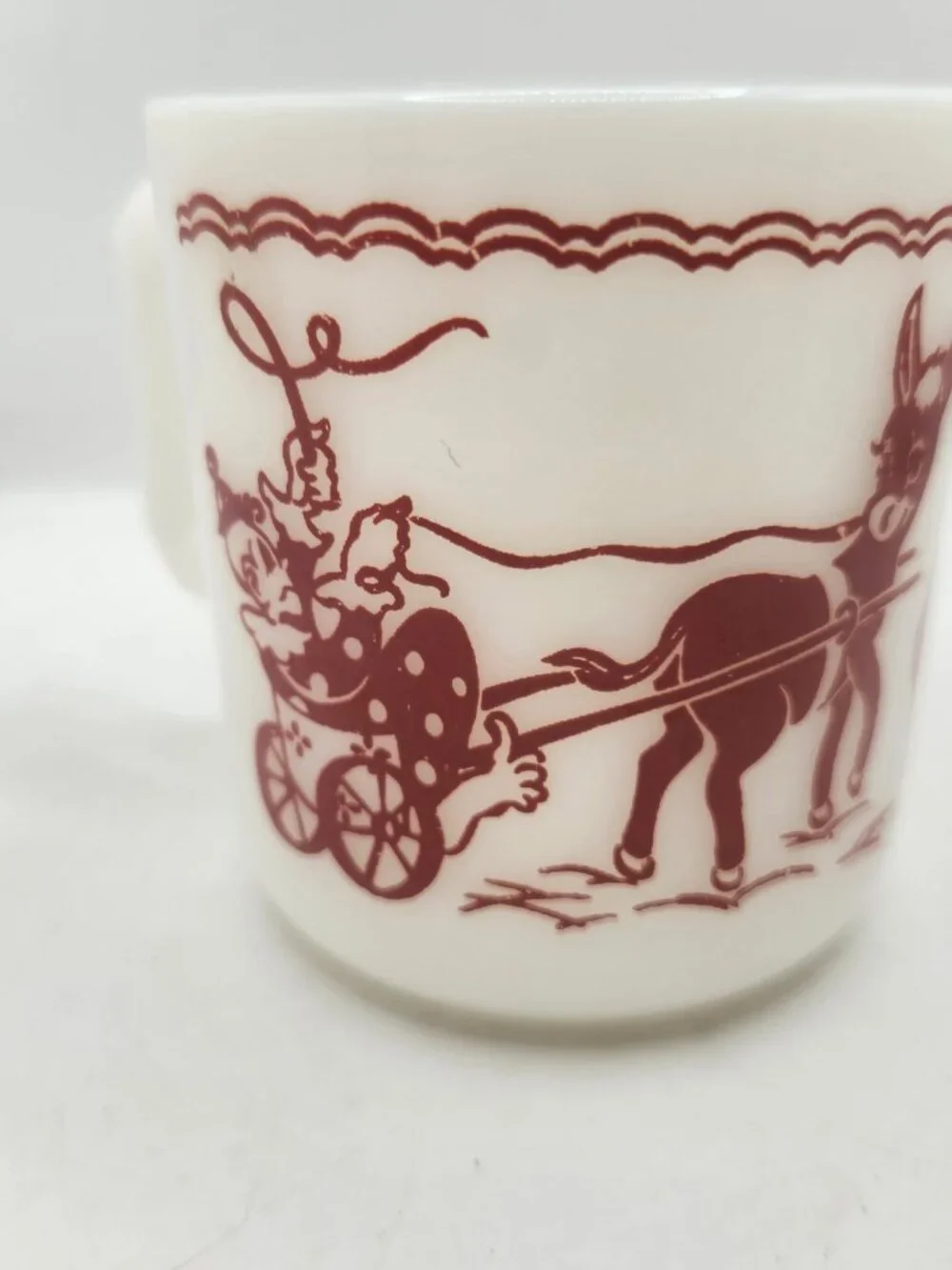 Vintage Hazel Atlas Milk Glass Circus Theme Child's Mug
